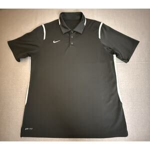 Nike Polo Men's Large Black White Dri-Fit Short Sleeve Striped Golf Shirt